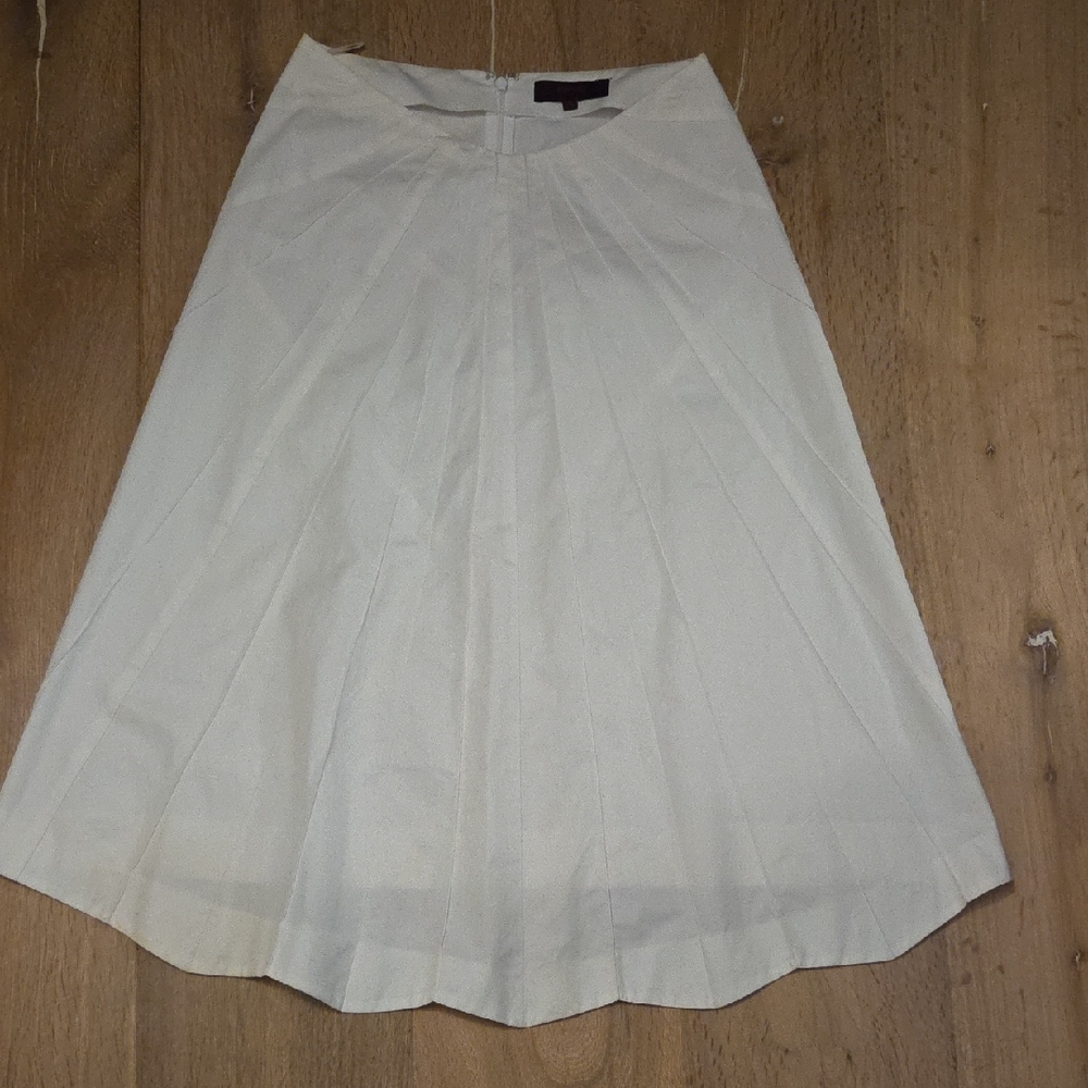 Kenzo Neutral Cream A-Line Pleated Skirt